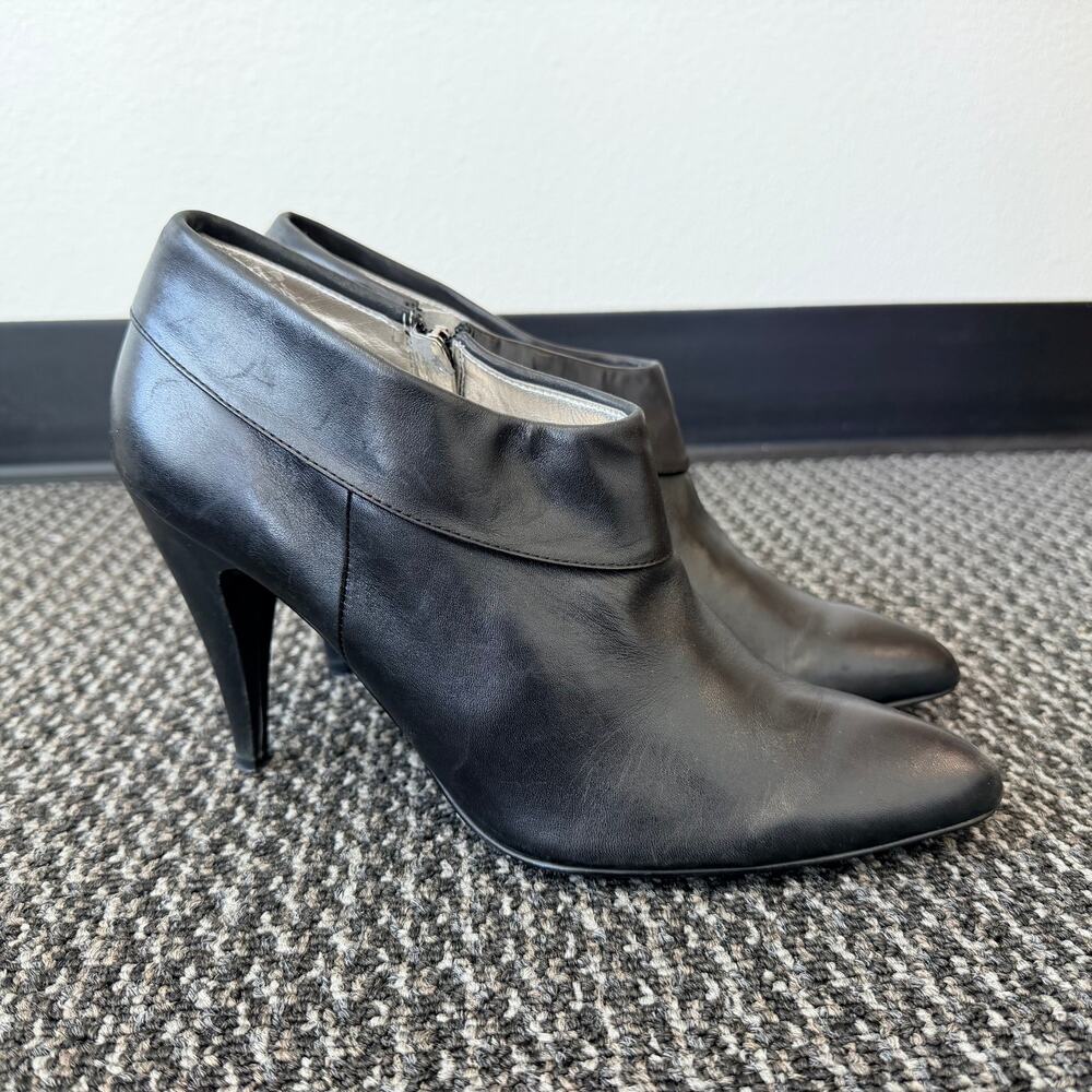Guess Womens Black Leather Ankle Boots High Heels Booties Size 10